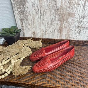 Cabin Creek vintage leather woven loafers red size 8M